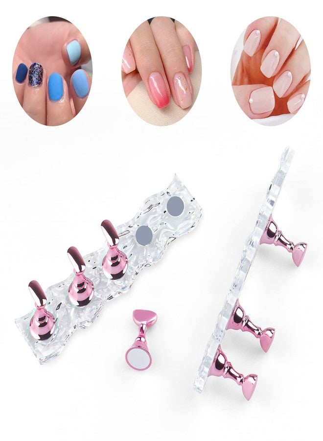 JUSTOTRY 4 Set Nail Holder Stand - Display Fake Wave Shape Acrylic Nails, Magnetic Holder & Practice Station - Image 3